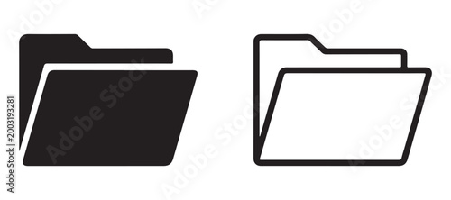 Simple folder icons including filled and outline versions for digital document storage applications.