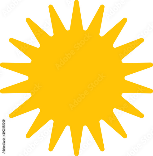 Yellow sun icon. Shining light rays. Summer symbol collection. Vector Isolated on white background.