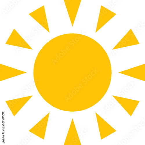 Yellow sun icon. Shining light rays. Summer symbol collection. Vector Isolated on white background.