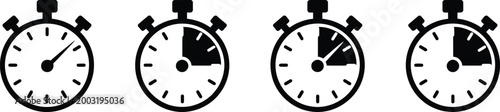 Stopwatch icon featuring timer and alarm symbols in clean outline style vector set for productivity and time tracking