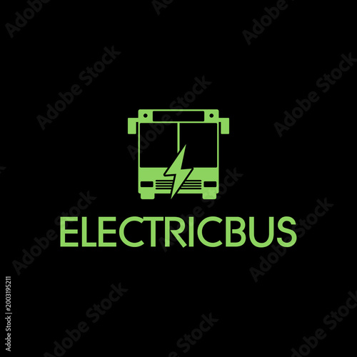 Electric bus icon isolated on black background