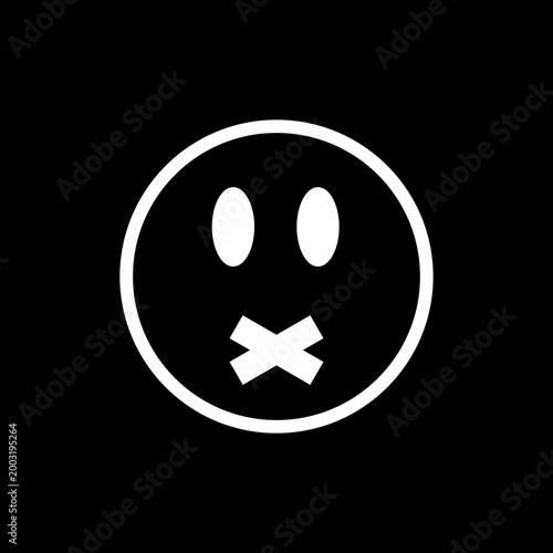 Silent Emoji face icon isolated on black background
