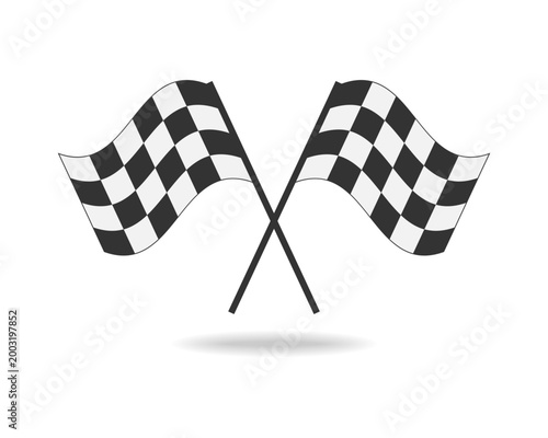 Start flags graphic icon. Two crossed flags sign isolated on white background. Vector illustration