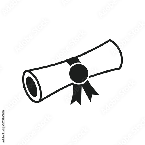 diploma scroll icon with ribbon on white background