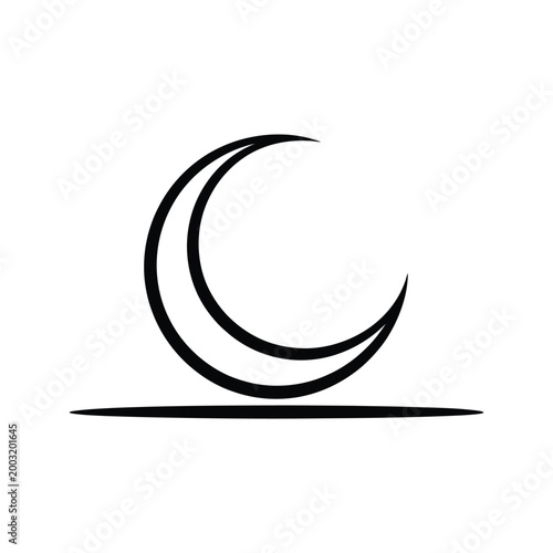 crescent moon with shadow on white background