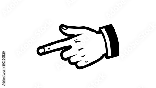 Hand pointing left, isolated on white background, graphic illustration