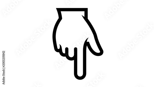 Hand Cursor Pointing Down Icon, Click Action, Selection, Navigation, Website Element