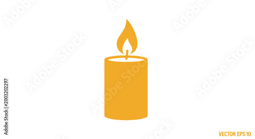 Schilderij op canvas A single burning yellow candle.