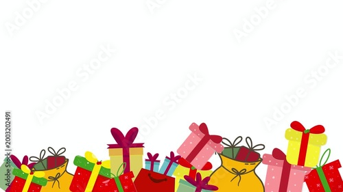 Falling Christmas Gift Boxes Swaying Border Loop Animation 4K
