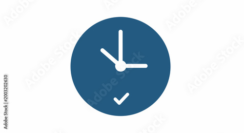 Quadro su tela Blue Clock Face With White Hands.