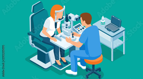 An optometrist conducts a thorough eye examination using advanced equipment, highlighting the importance of vision health and professional eye care for patients of all ages.