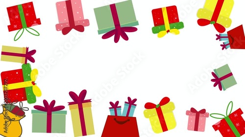 Boxes dancing Festive Gift Boxes Moving Frame Background 4K