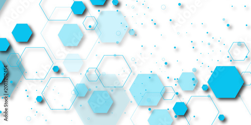 Science network pattern blue Hexagonal abstract background. Big Data Visualization structure elements . Health care and science medical pattern innovation. Template design with concept Dots and lines.