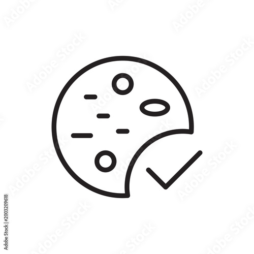 Cookie consent vector icon featuring a stylized cookie with a checkmark symbol. Modern design for website privacy, user data management, internet security, and regulatory compliance applications.