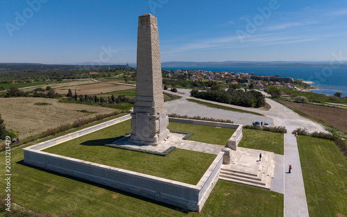 Aerial View of Helles Memorial Gallipoli Canakkale World War I Memorial on the Coast of Turkey