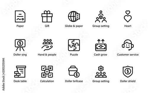 Business icons set for growth success strategy. Premium collection covering finance management communication analytics and global corporate concepts