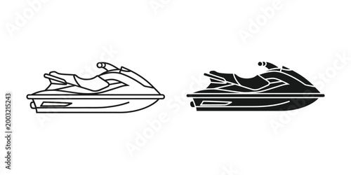 Bild auf Leinwand Comparison of two jet ski designs with different rider postures and styles