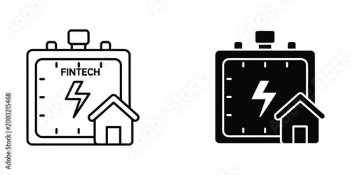 Fintech and energy efficiency represented by smart timers with house icons