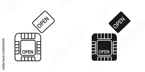 Illustration of open sim cards with open labels in different styles
