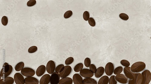 Coffee Beans Falling on Textured Background Animation 4K
