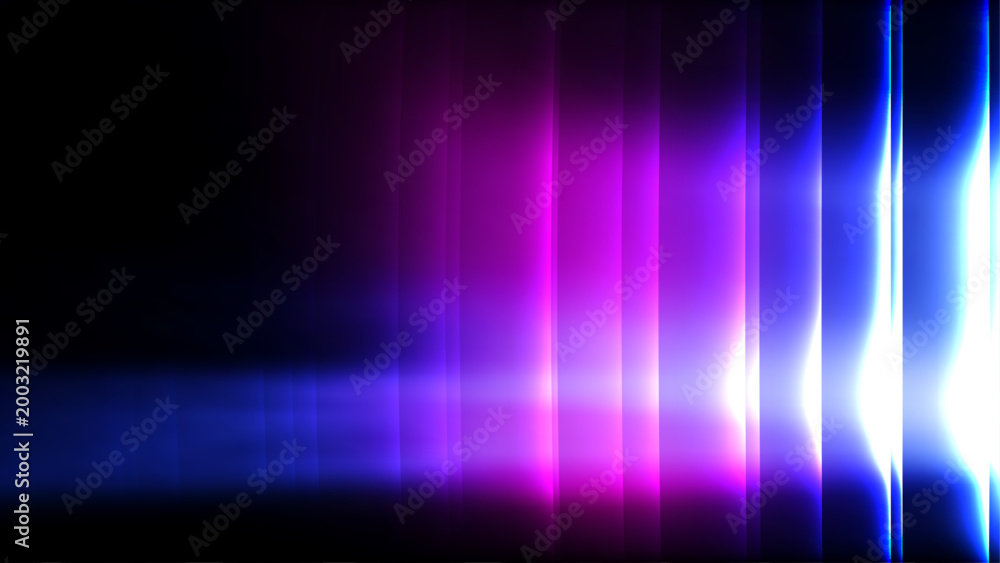 Obraz premium Futuristic ribbed glass background with vibrant gradient waves, abstract fractal distortion, glowing geometric stripes, and glossy holographic texture.