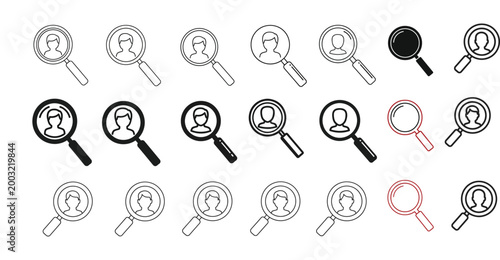 Fingerprint and magnifying glass collection forensic investigation silhouette