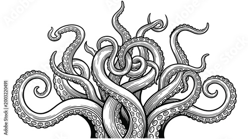 Photos Detailed illustration of octopus tentacles intertwined in a dynamic pose