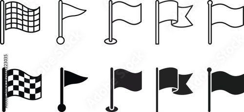 Black and white flags collection racing nautical and decorative styles