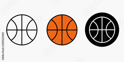 Basketball Icons Displayed Horizontally in Simple Composition