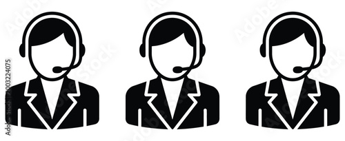 Customer support and service icon collection, vector illustration template with help desk, headset support, contact communication, assistance, and client care symbols, clean modern flat design for web