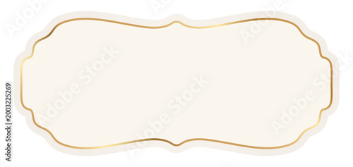 Asian luxury decorative label with golden border. Ramadan design element. Islamic ornamental luxury frame. Vector illustration