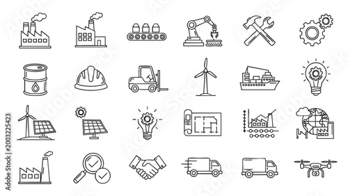 Industrial and energy production icons