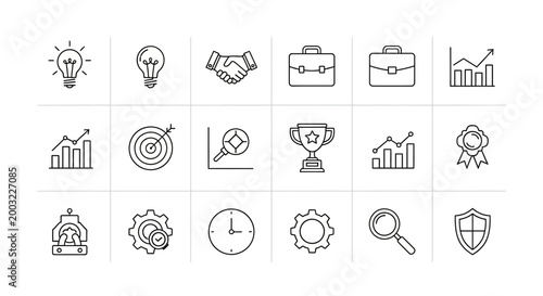 Business Icons Set: Hand Drawn Doodle Style for Success and Strategy