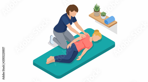 A serene massage therapy session taking place in a calm setting, showcasing a therapist assisting a client while surrounded by soothing decor and wellness items.