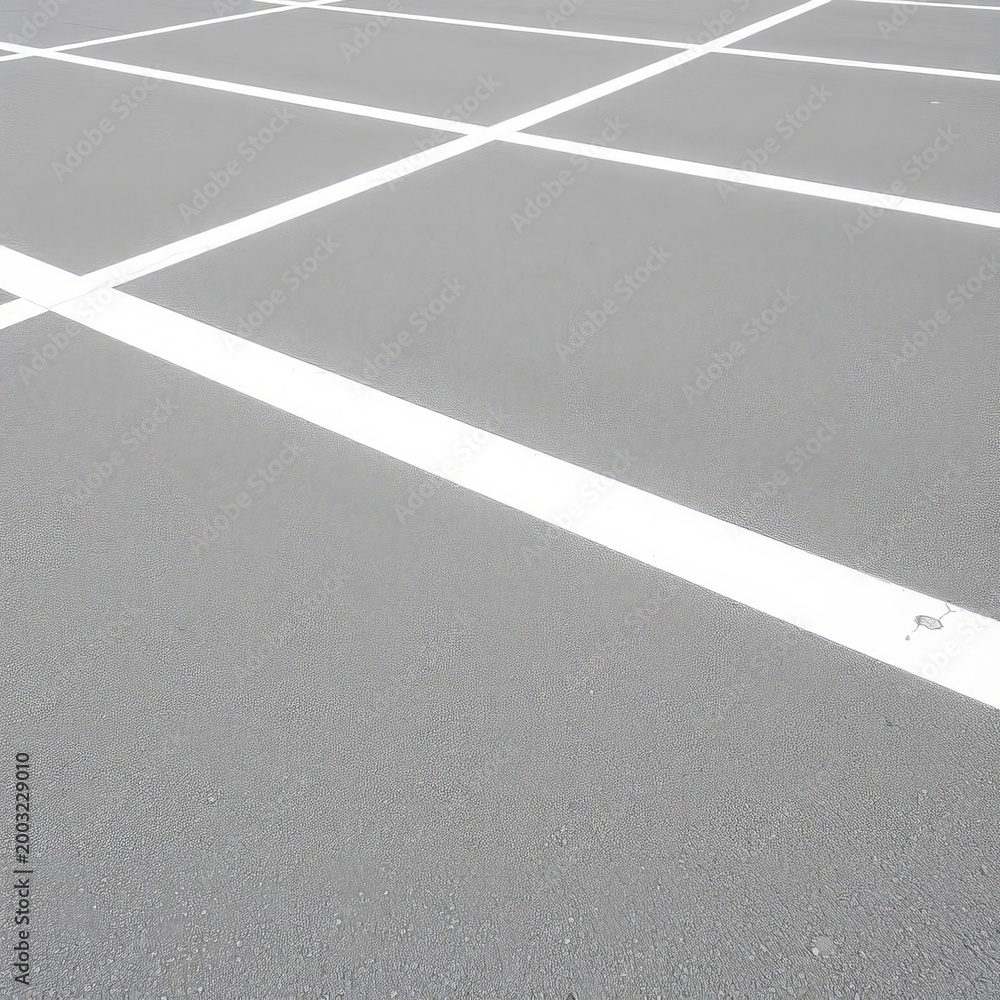 Fototapeta premium White line marking a parking space on a gray concrete lot, parking, white