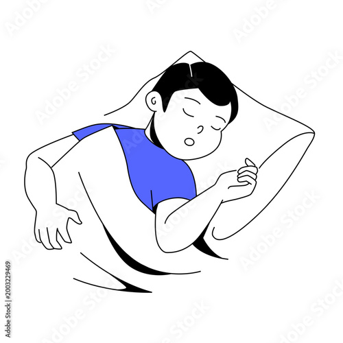 Boy Sleeping - Colorful Flat Design Illustration