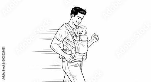 Baby carrier, babywearing, parenthood, parenting, infant, vector illustration
