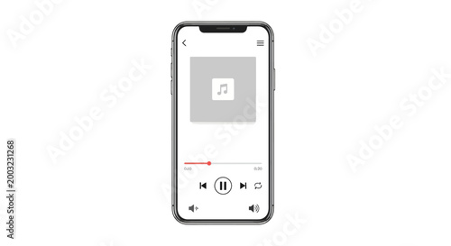 Smartphone with music player on screen.