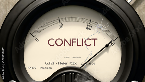 Bild auf Leinwand Conflict meter showing high levels of conflict