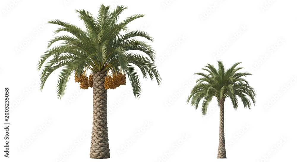 Obraz premium Phoenix dactylifera date palm frontal medium and small isolated png on a transparent background premium cutout