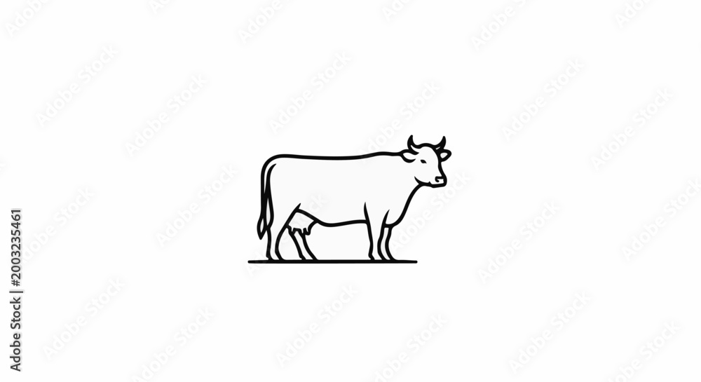 Fototapeta premium Minimalist line art illustration of a cow on a white background