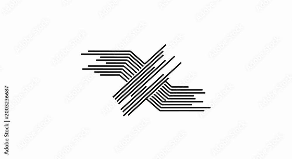 Fototapeta premium Abstract intersecting black lines forming a stylized 