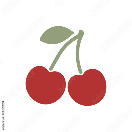 Cute cherry icon flat design. Vector.