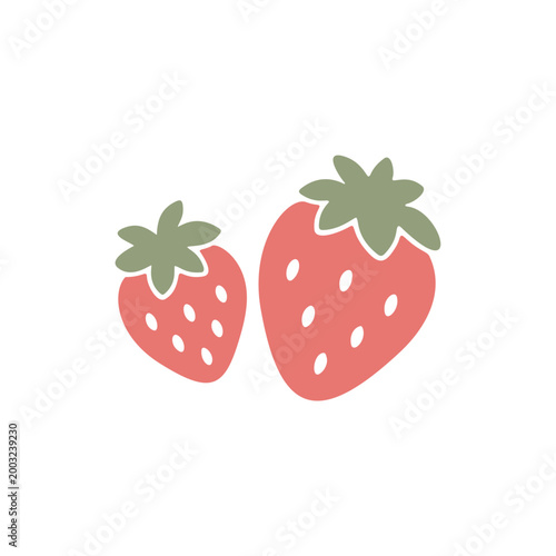 Two red strawberries vector illustration