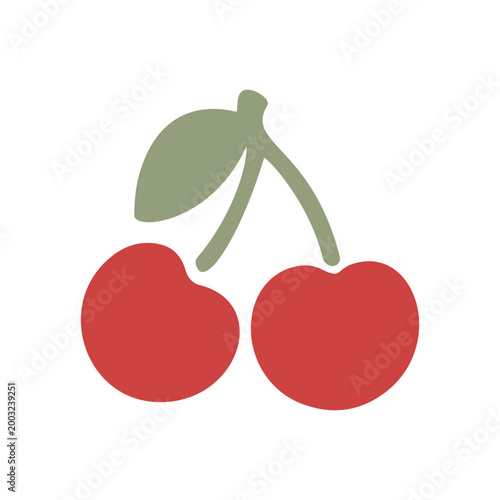 Cute cherry icon flat design. Vector.