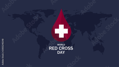 Banner for World Red Cross Day with a medical cross, symbolizing healthcare, support, and humanitarian aid on May 8.