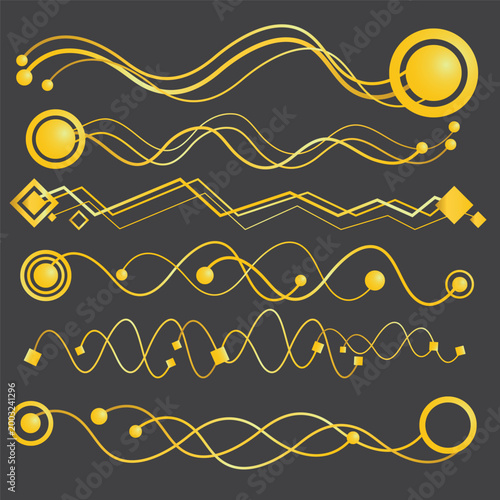 The golden lines are in a spiral shape
