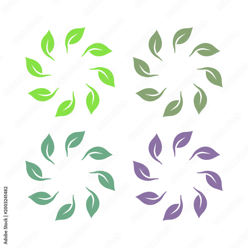 Fototapeta premium BOTANICAL GREEN LEAVES SIGN SYMBOL LOGO VECTOR ISOLATED ON WHITE