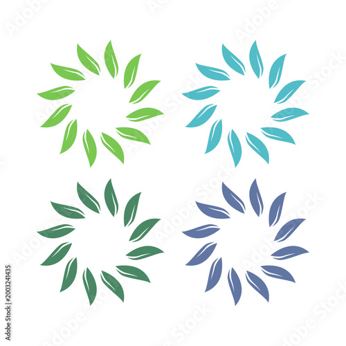 BOTANICAL GREEN LEAVES SIGN SYMBOL LOGO VECTOR ISOLATED ON WHITE
