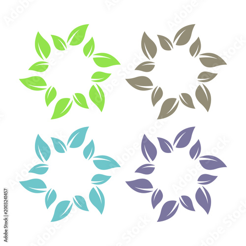 BOTANICAL GREEN LEAVES SIGN SYMBOL LOGO VECTOR ISOLATED ON WHITE